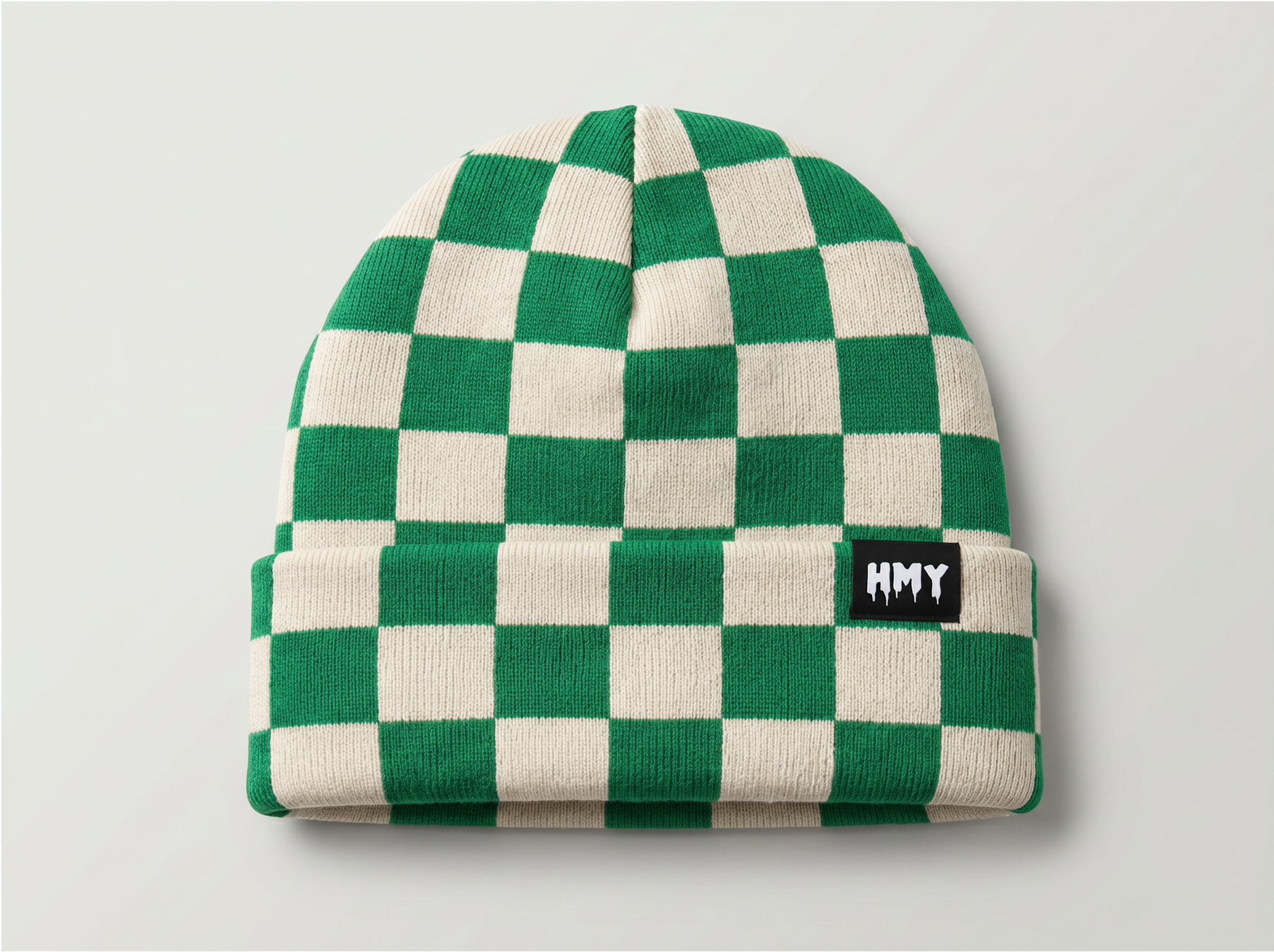 Chequered HMY Beanie Green