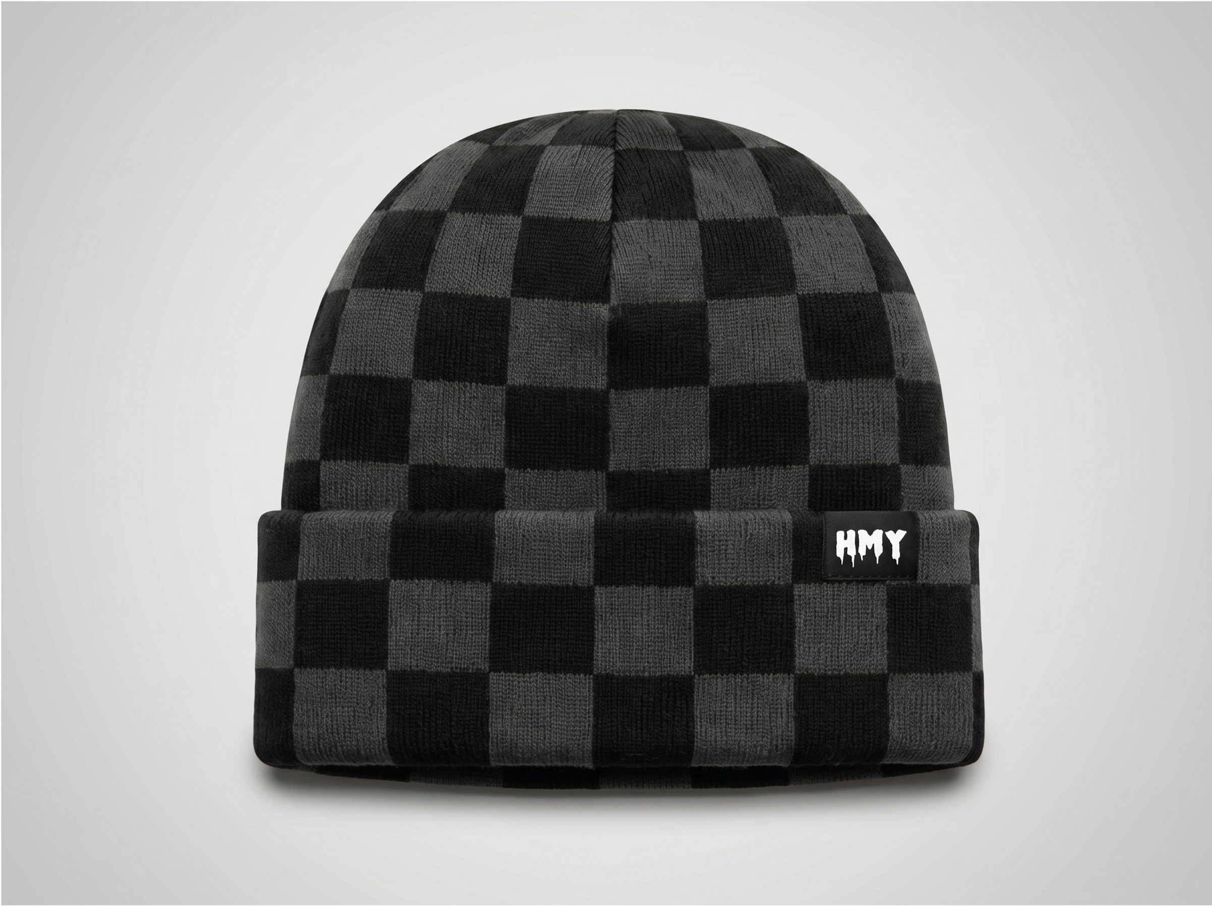 Chequered HMY Beanie Black/Grey