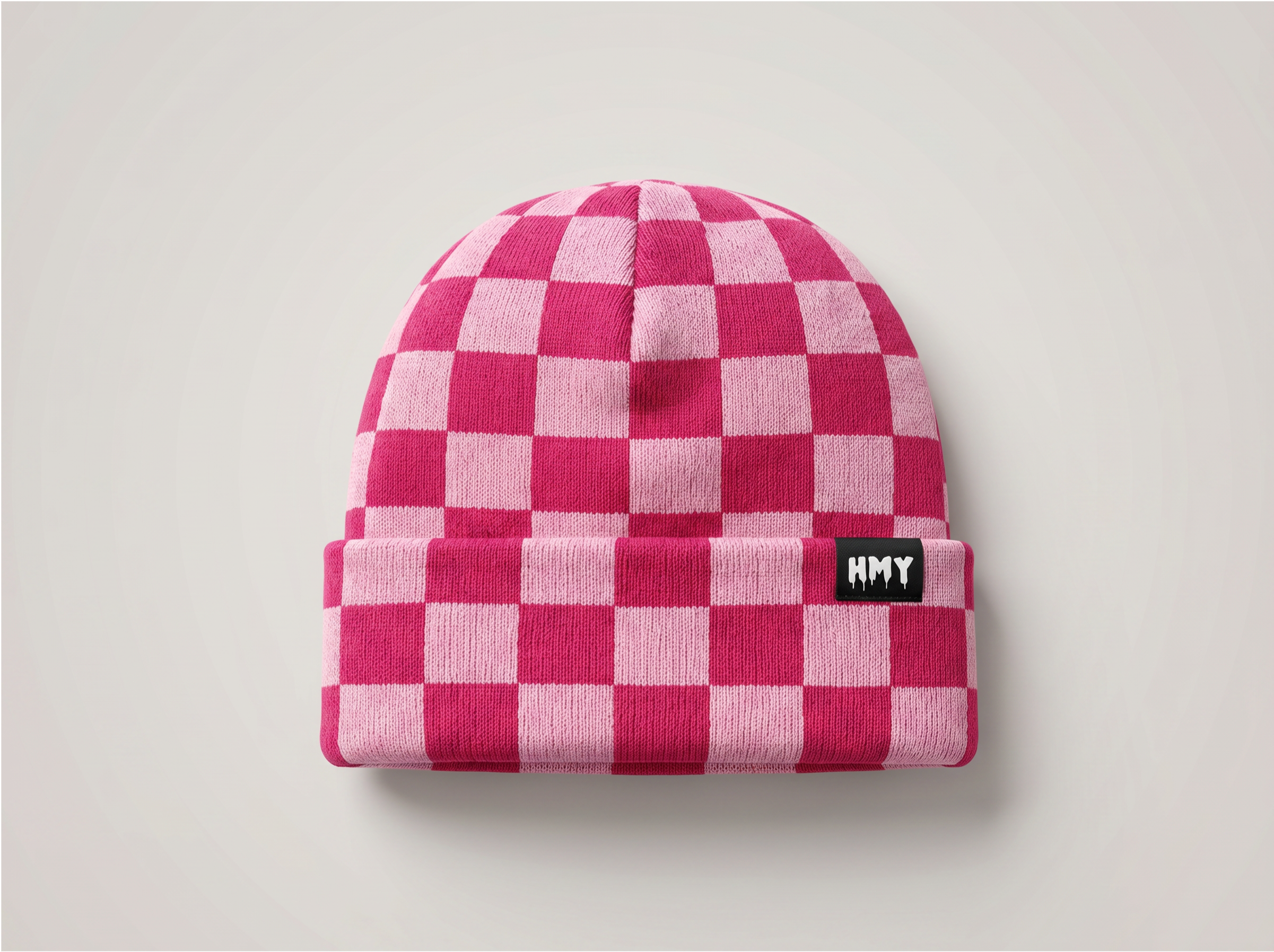 Chequered HMY Beanie Pink