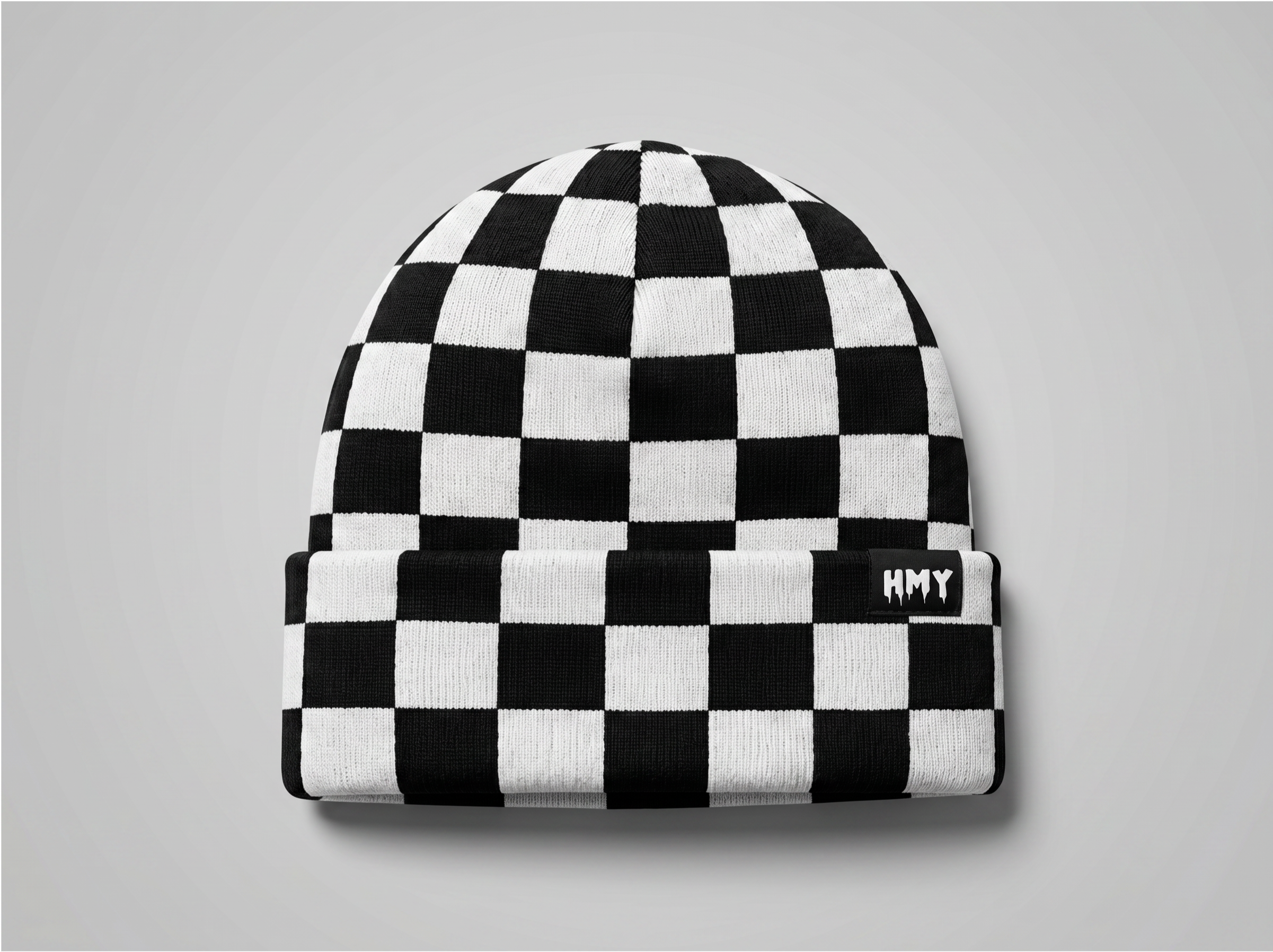Chequered HMY Beanie Black/White