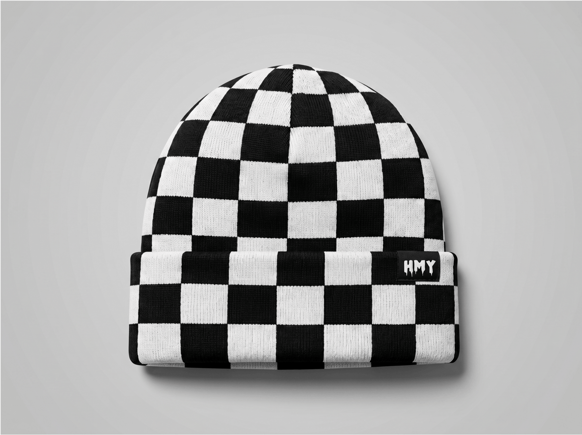 Chequered HMY Beanie Black/White